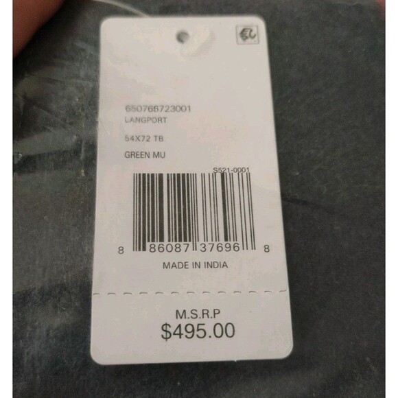 Ralph Lauren Langport Throw Blanket Green Multi Check Wool Linen  52x74" NOS - Picture 4 of 5